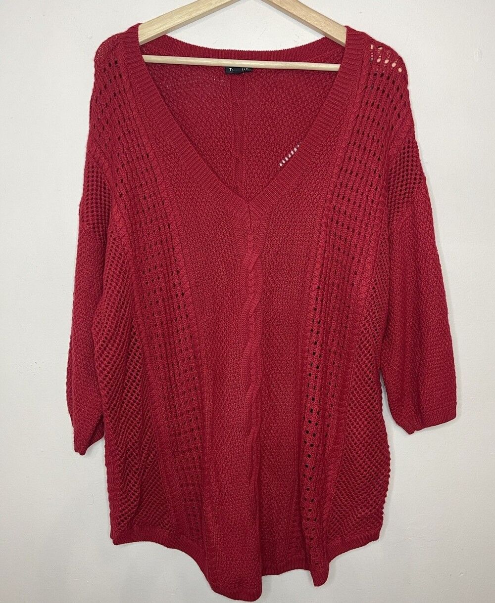 Torrid Red Knit Short Sleeve Sweater Top Women's 3 3X Wool Blend